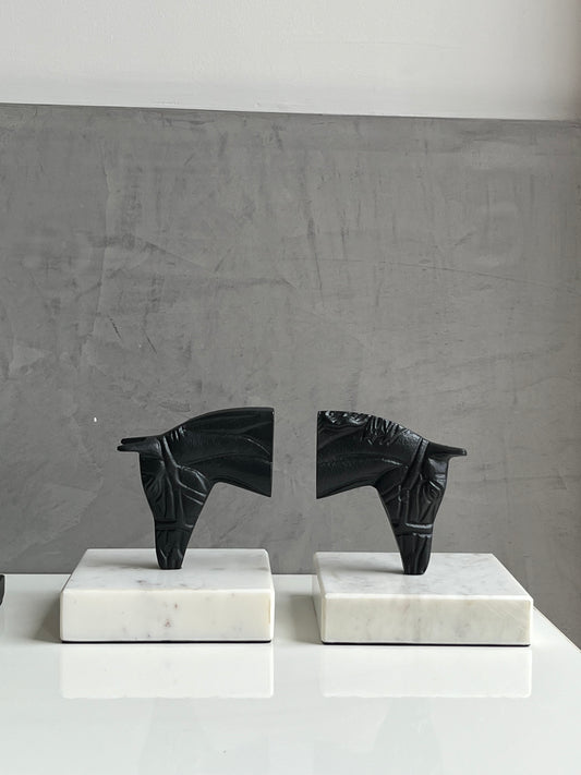 Marble Horse Book Ends