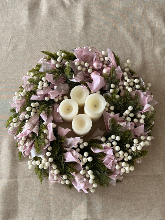 Corona navideña Frosted Pink