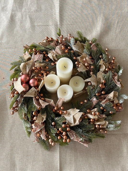 Corona navideña Rose gold